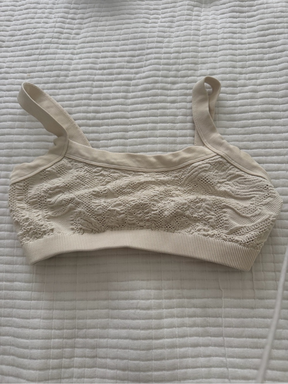 Urban Outfitters  Seamless Floral Knit Bralette Cream Crop Top